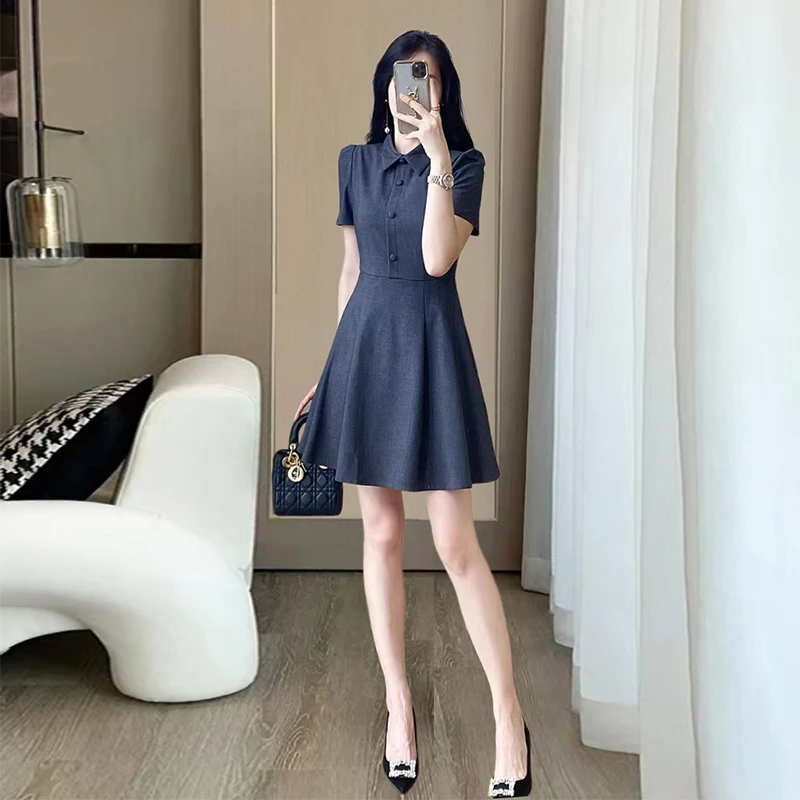 职场通勤西装连衣裙女夏季新款优雅气质高级感遮肉显瘦POLO领短裙
