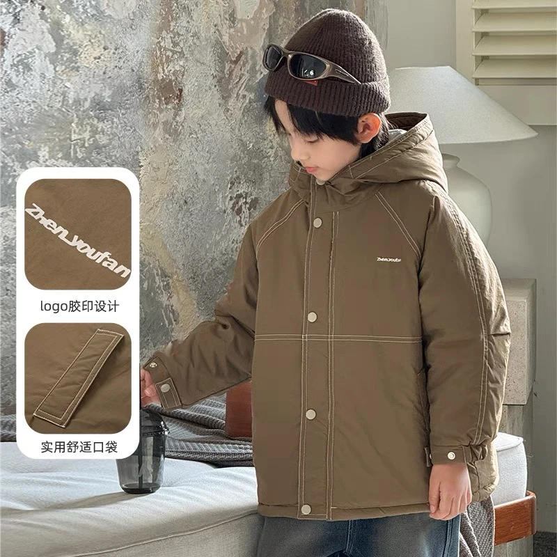 2412秋冬男女童休闲百搭洋气流行咖色棉服