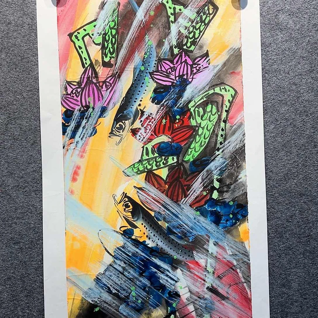 国画纯手绘画心原创