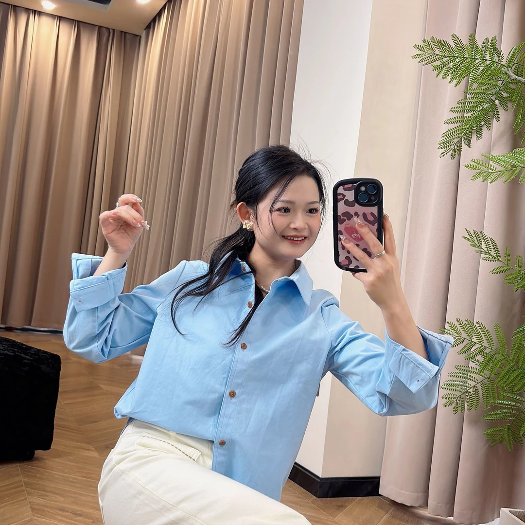 【PGXIAOM】小二定制黄蓝两色翻领衬衣CY9666