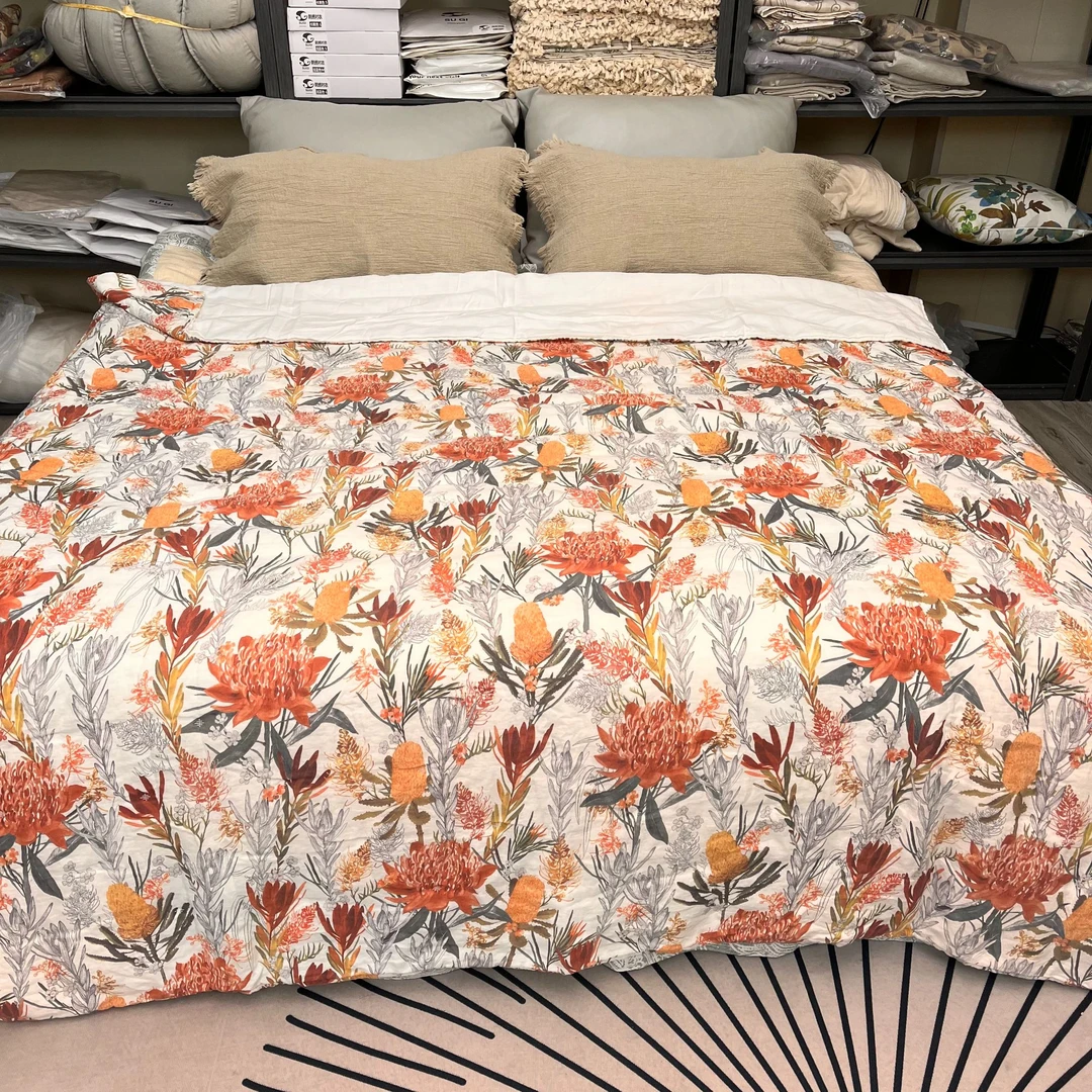 【向阳花开】100%亚麻夏凉被双人数码印花 杀菌抑菌4.6斤
