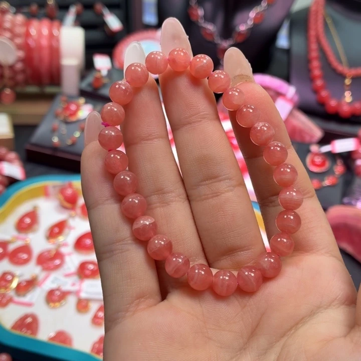菱锰矿（红纹石）未镶嵌手串福利款7.2mm
