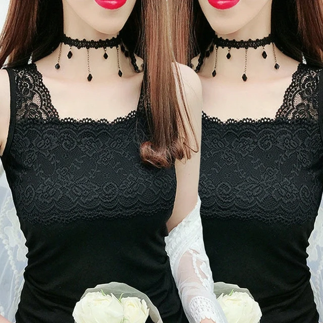 胖MM200斤内搭打底衫上衣女春秋季特大码性感蕾丝花边吊带背心女