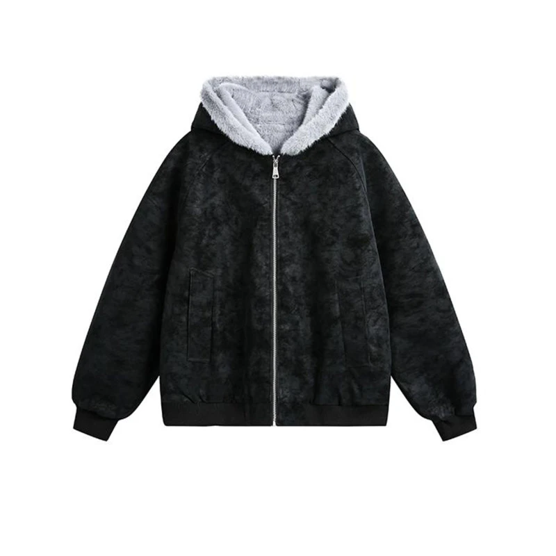 荔枝纹皮座山雕外套情侣冬季加绒加厚pu皮衣棉服美式毛领夹克棉衣