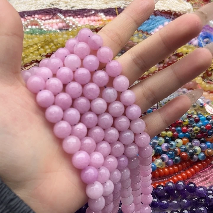 玛瑙/玉髓珠宝半成品未镶嵌一条10mm左右紫锂辉