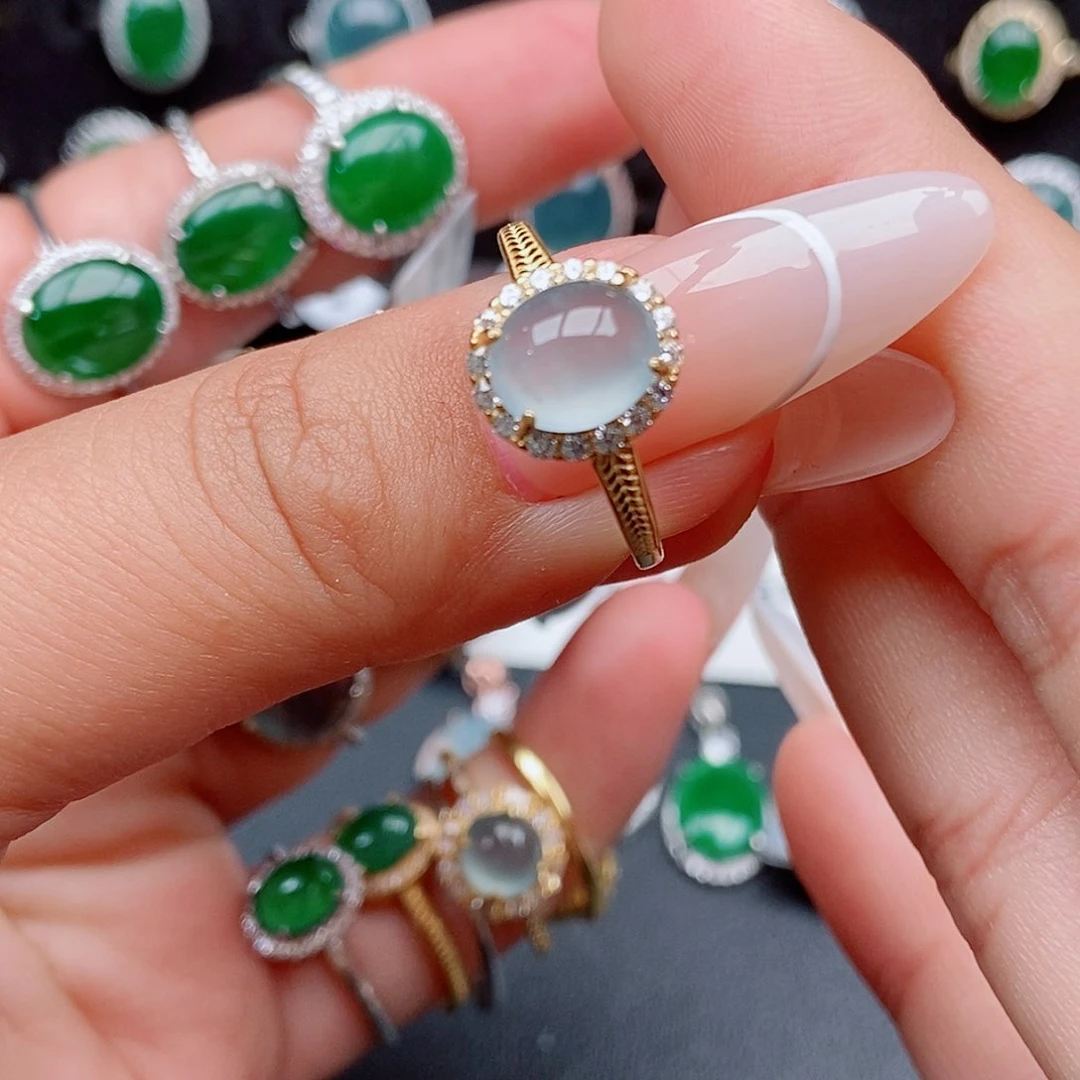 翡翠戒指银S925镶嵌2552