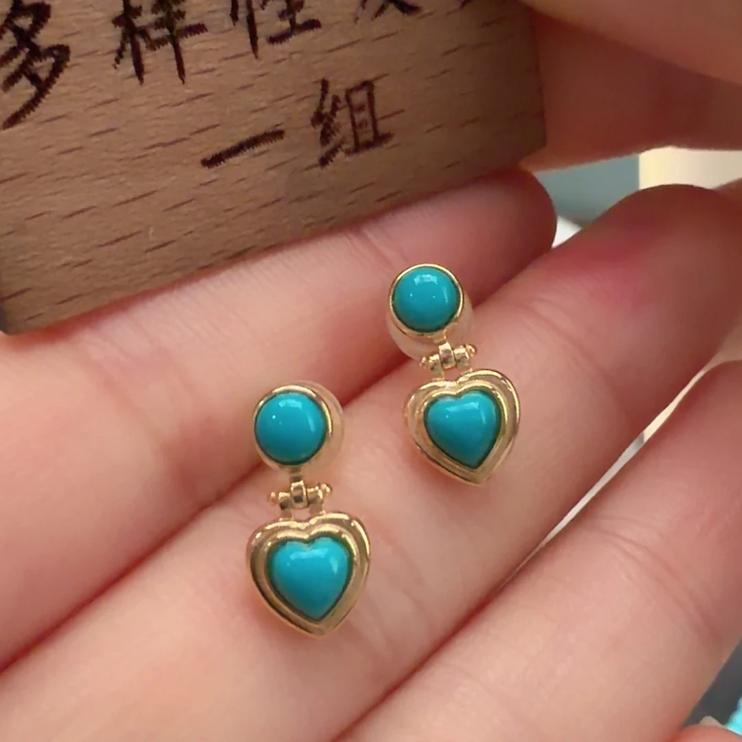 绿松石银S925镶嵌耳饰