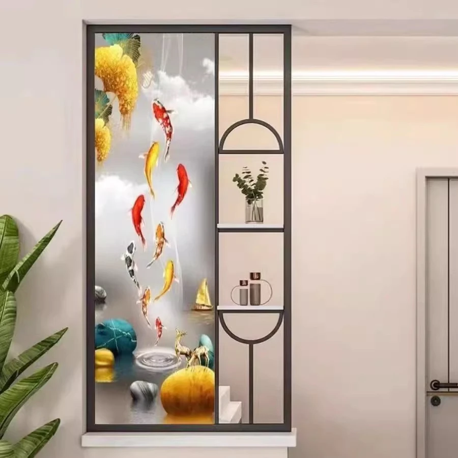 简约现代卫生间半墙隔断长虹玻璃屏风干区洗漱台客厅铁艺装饰定制