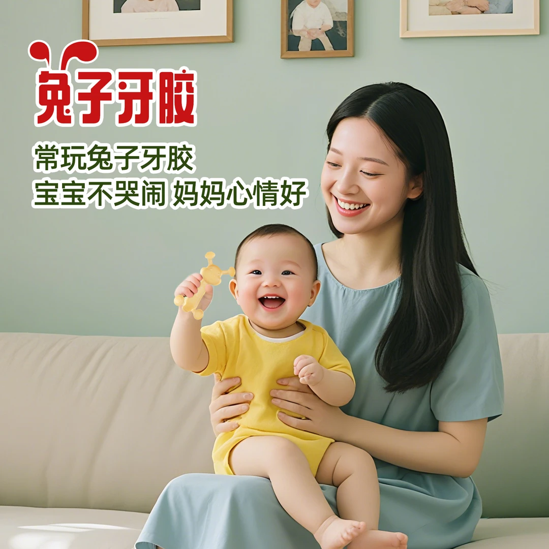 小月龄小兔子牙胶婴儿磨牙棒食品级硅胶玩具磨牙磨牙棒婴儿