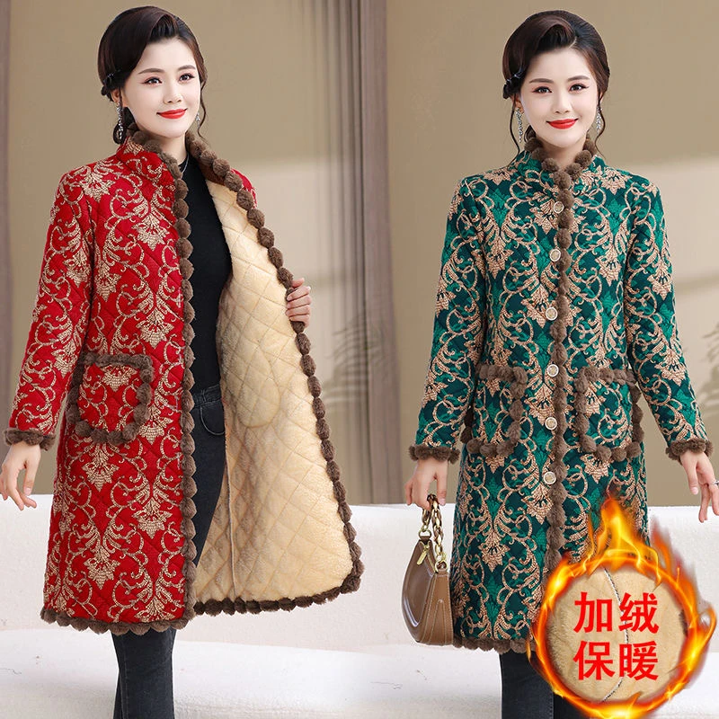 37027中长款棉衣冬天