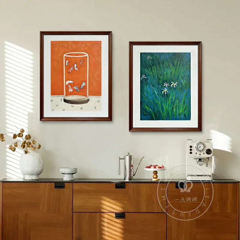 【有余】中古风客厅装饰画纯手绘油画法式餐厅挂画高级感摆画床头画