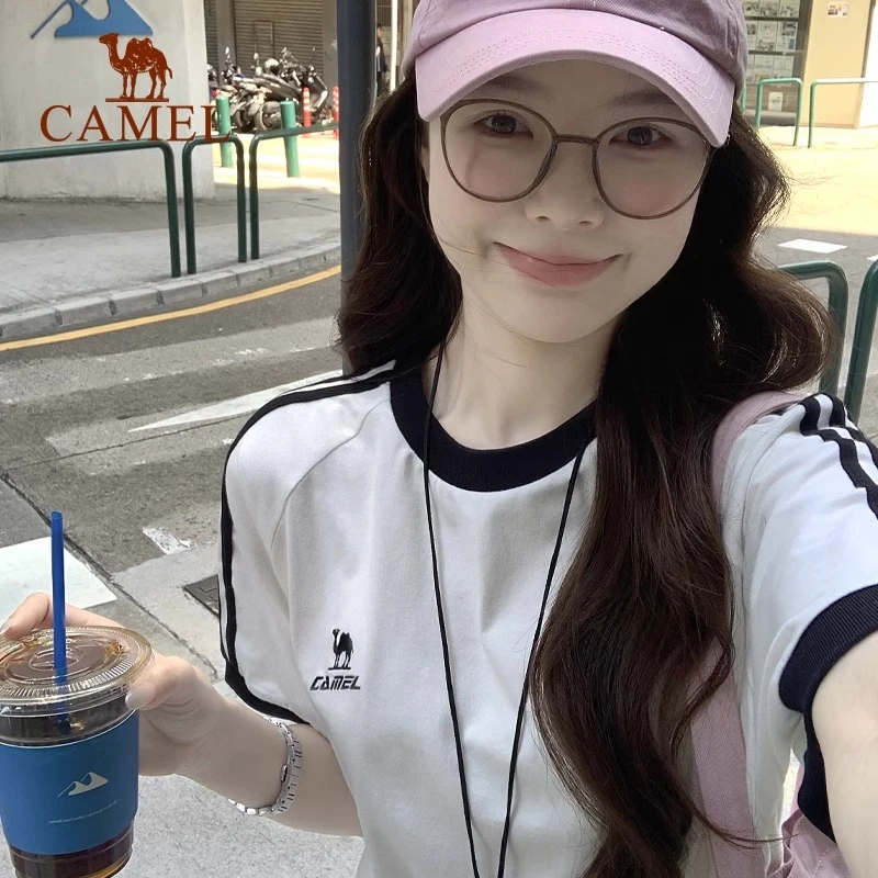 骆驼夏日T恤短袖2025春夏新款情侣宽松复古运动休闲上衣欧若风