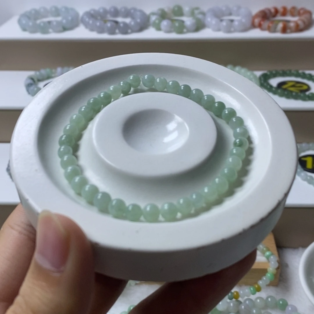 翡翠未镶嵌手链晴底圆珠卡5.3