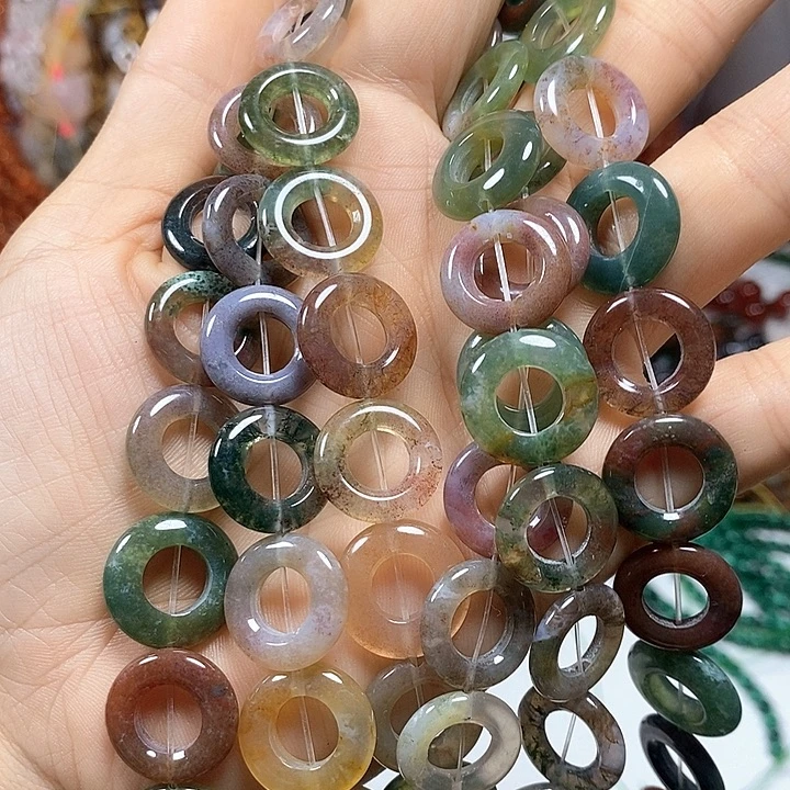 未镶嵌玛瑙/玉髓珠宝半成品水草玛瑙卡15-16mm