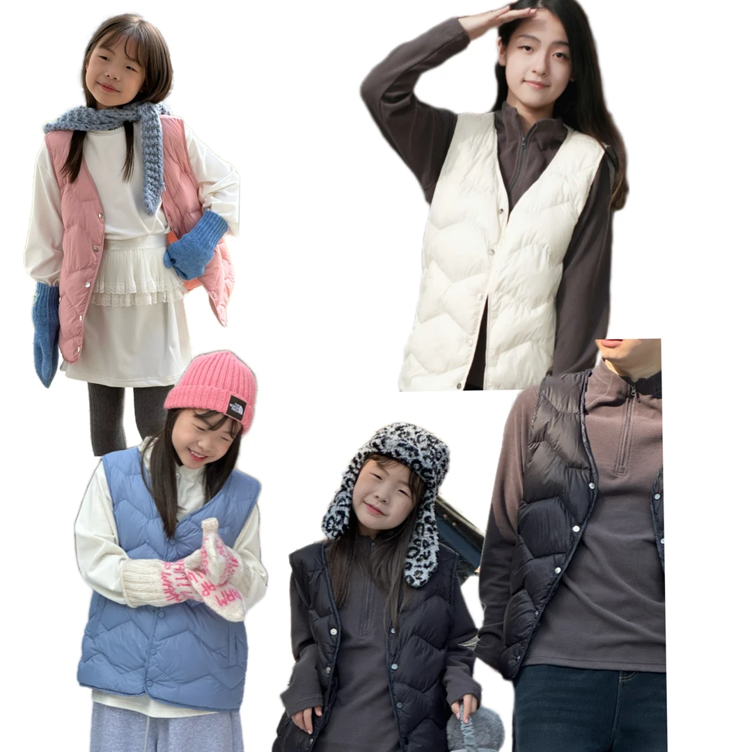 【现】【杜邦三防】亲子轻薄羽绒服秋冬马甲升级防水防污男童女童