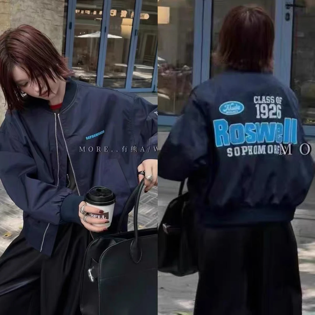 2025秋季新款宽松大版重工刺绣美式棒球服短款外套