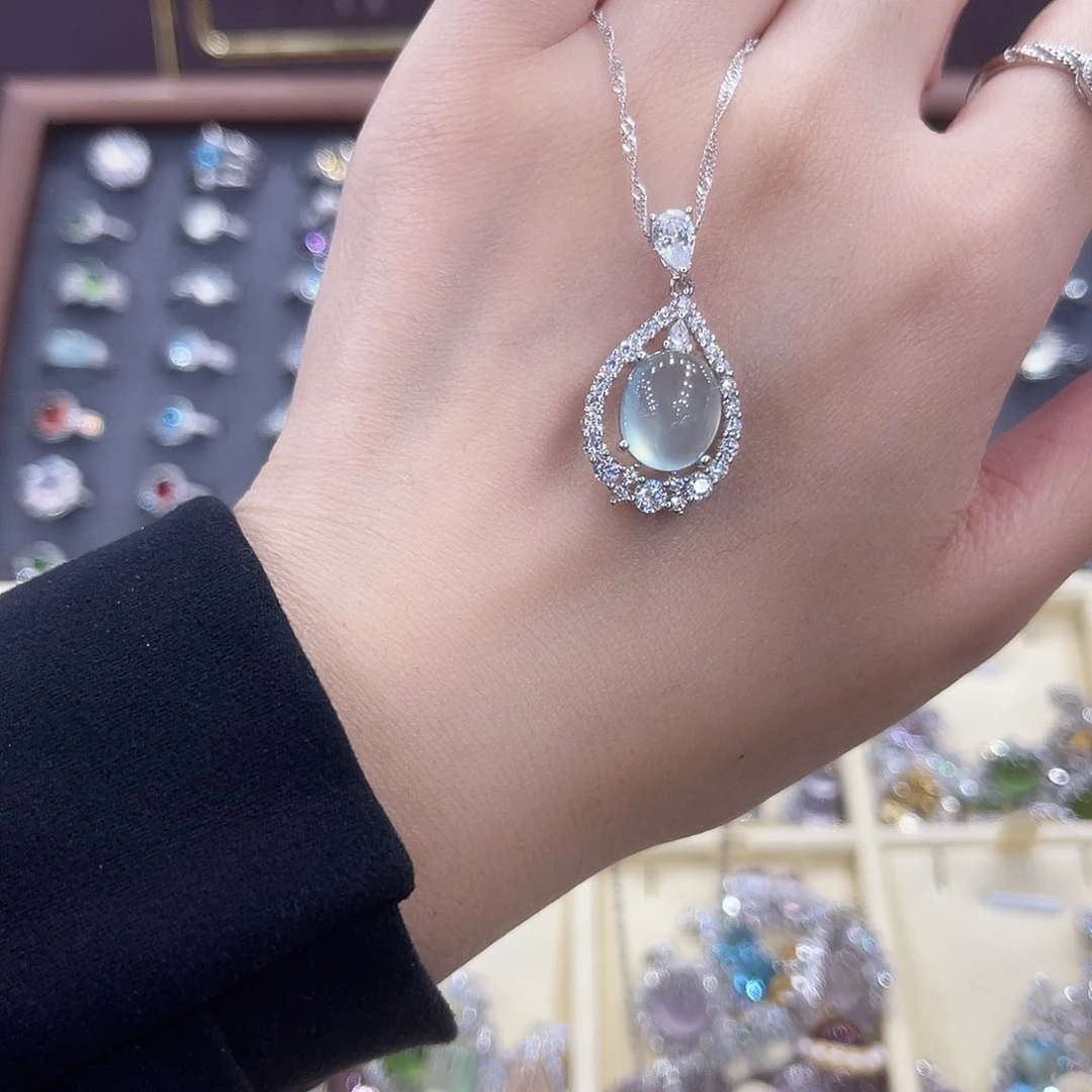 岫玉银S925镶嵌吊坠修*