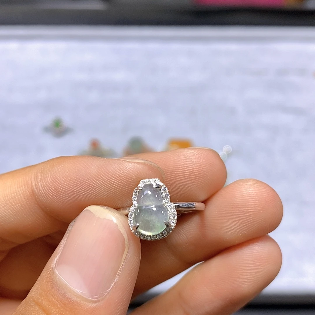 翡翠戒指银S925镶嵌28号