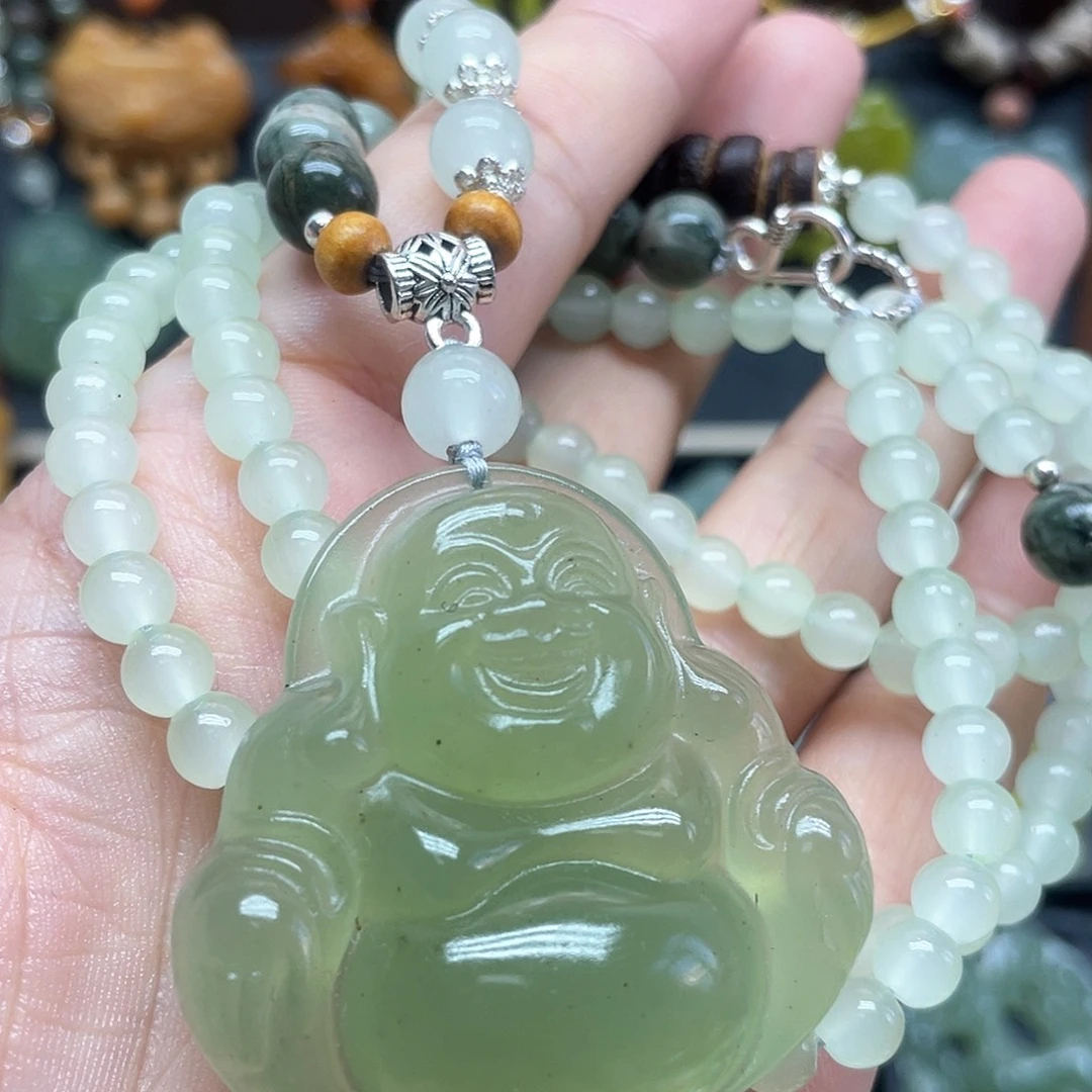蛇纹石玉合金颈饰