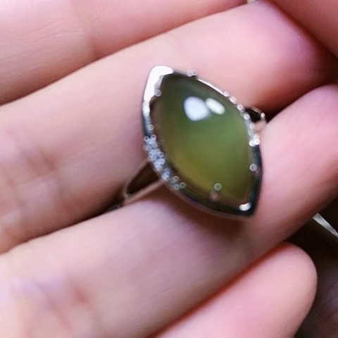 和田玉银S925镶嵌戒指