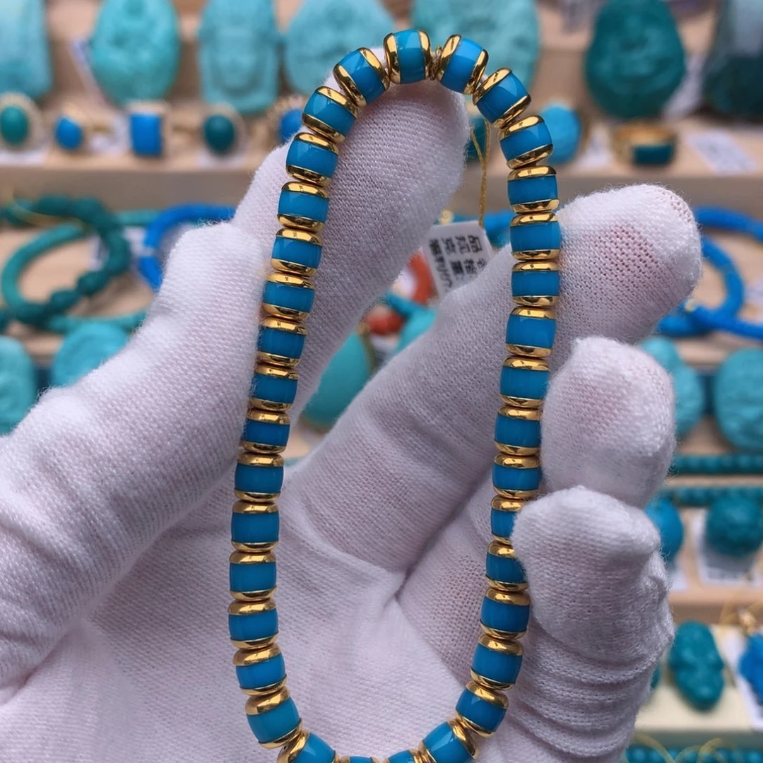 绿松石18K金镶嵌珠宝奇石5.4mm