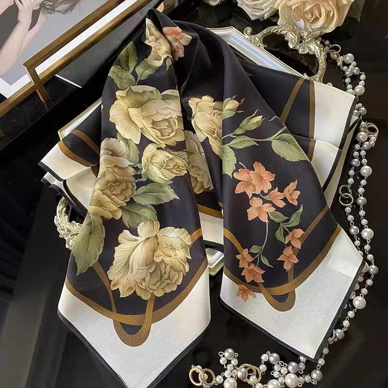 国风百搭时尚高级小方巾百搭90*90丝巾