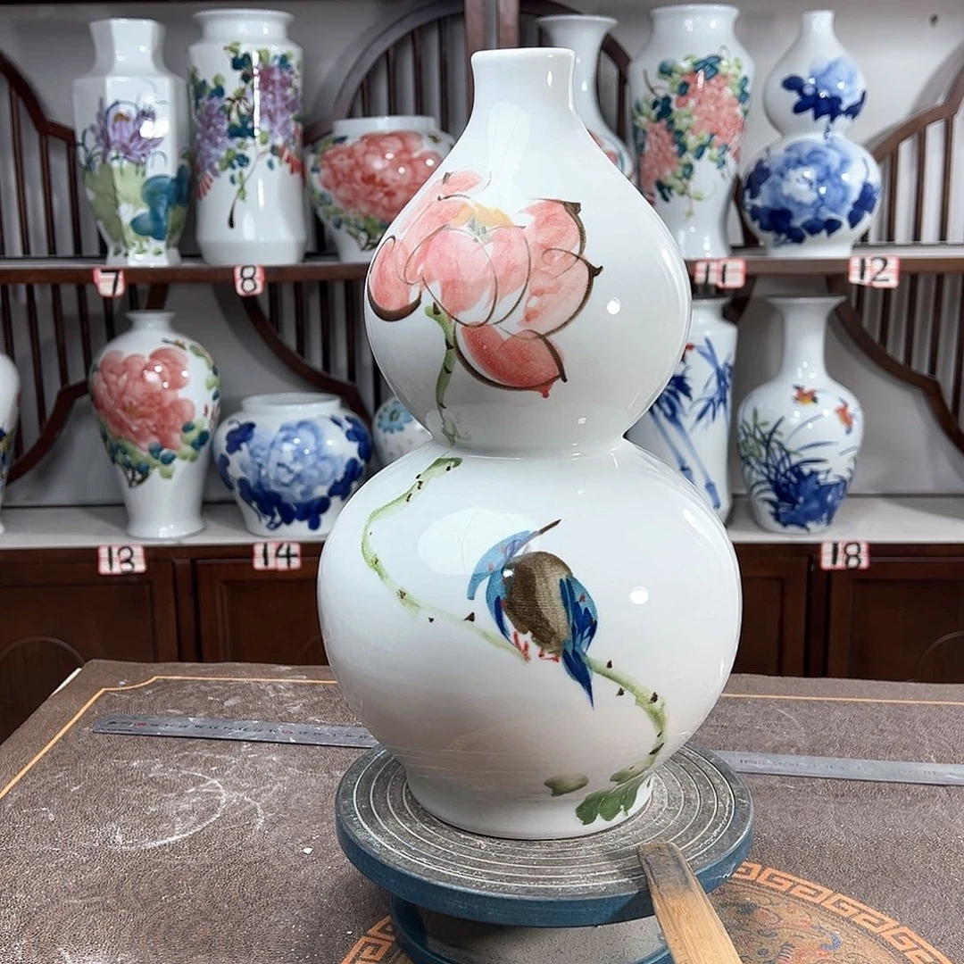 摆件景德镇陶瓷葫荷鸟