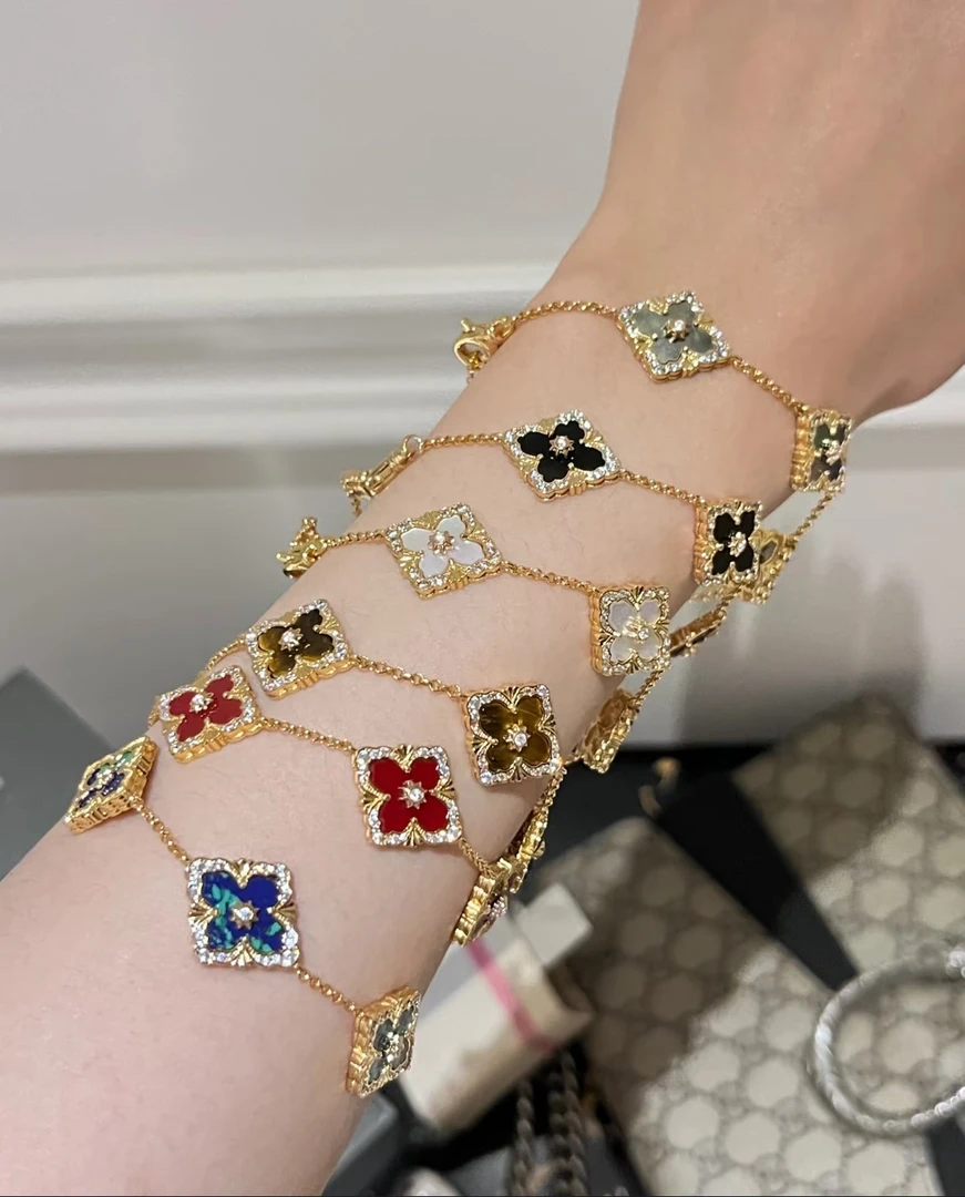 足金999布布贝母玛瑙五花手链时尚多色合集
