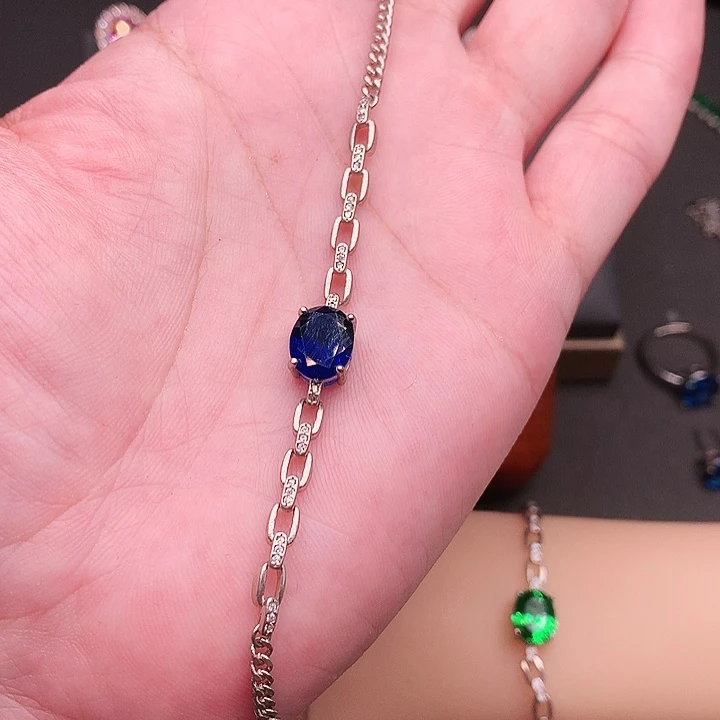 手链蓝宝石银S925镶嵌