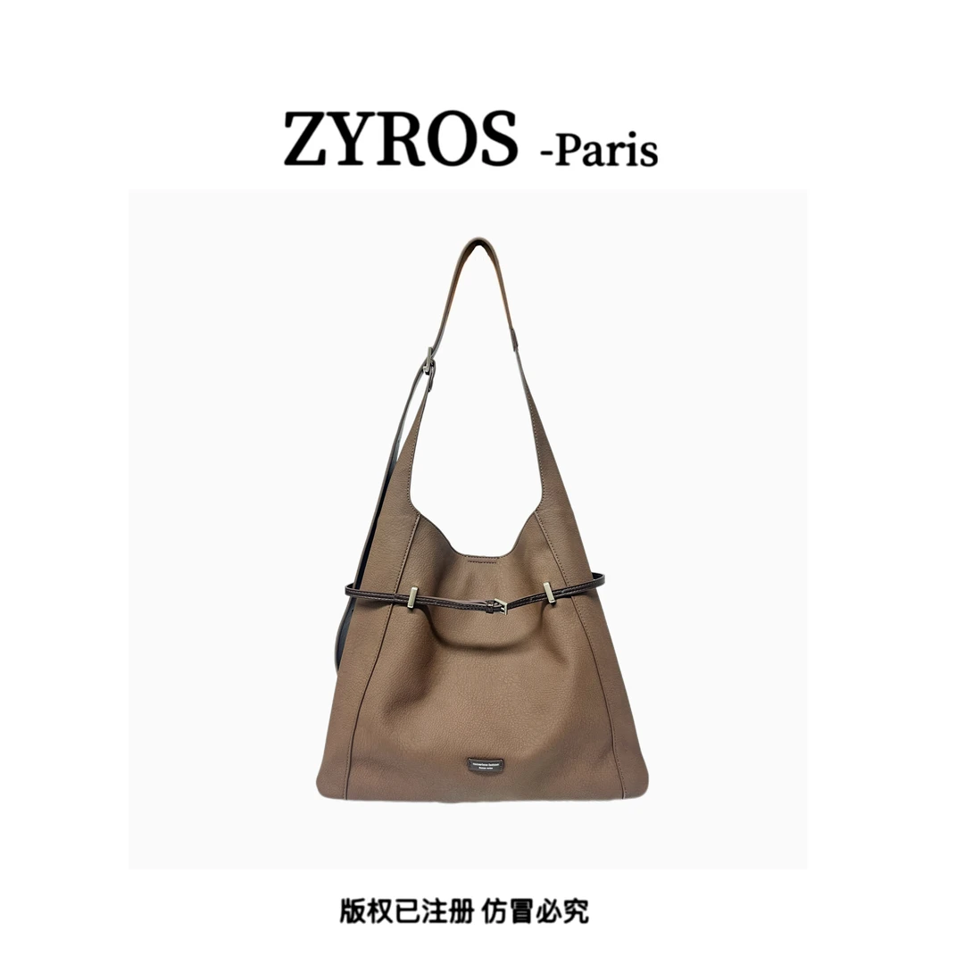 ZYROS/秋冬新款浅咖色经典通勤时尚百搭单肩大容量托特包女Z505