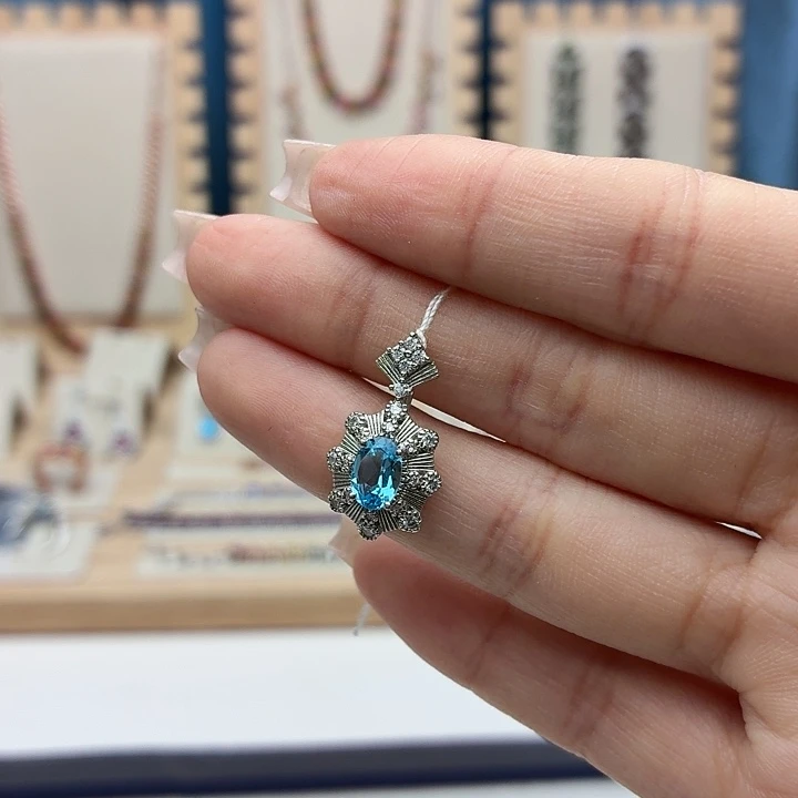 吊坠(不含链)托帕石银S925镶嵌