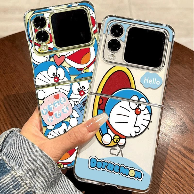 偷看哆啦梦适用华为novaflip手机壳novaflip壳小众卡通透明折叠屏