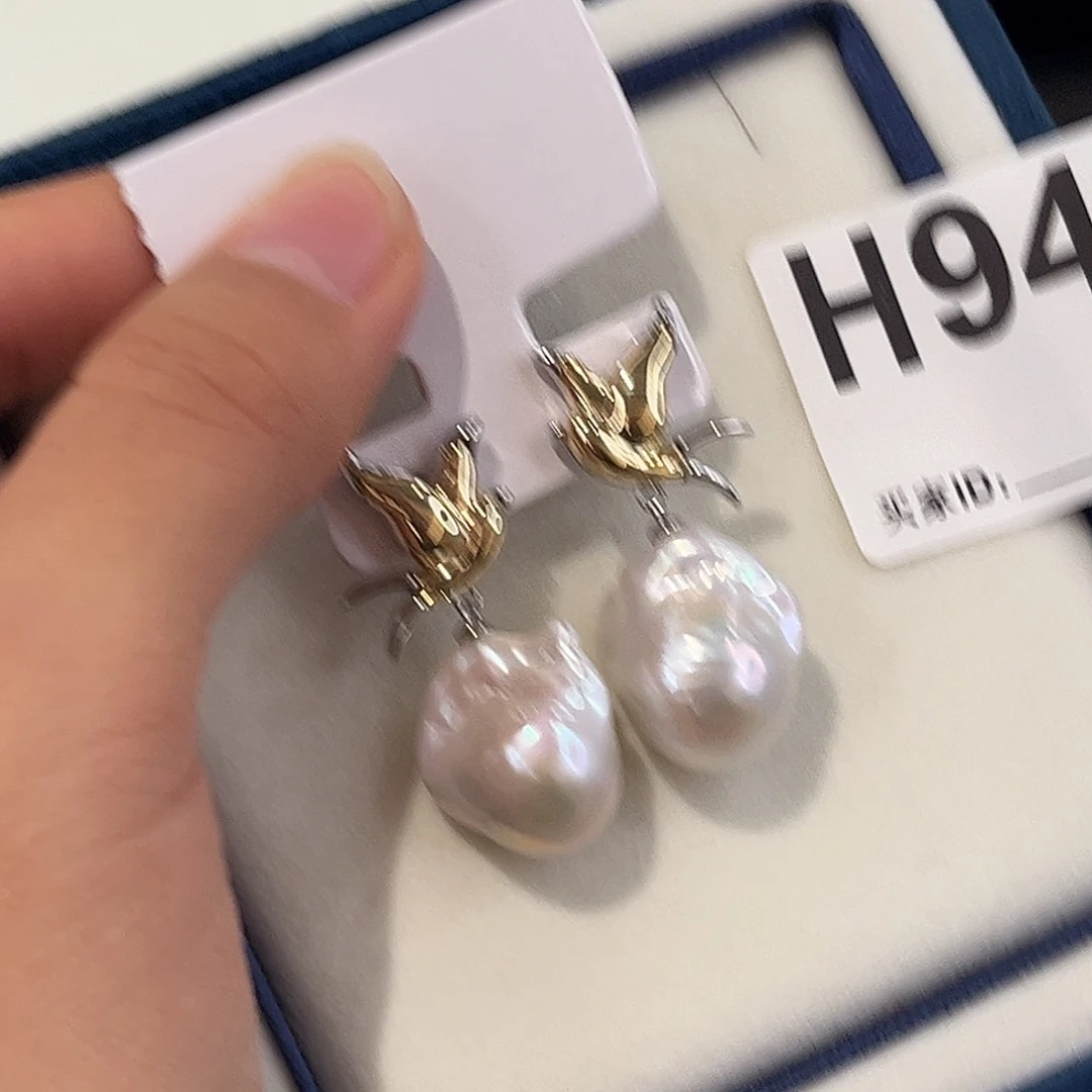 合金淡水珍珠耳饰