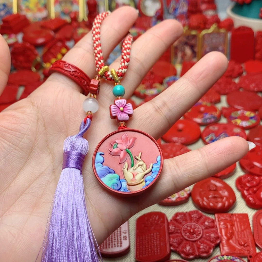 天然辰砂工艺品朱砂包包挂