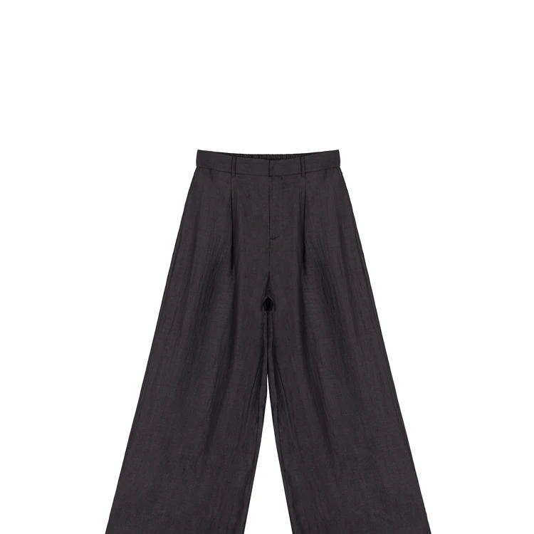 希琳【古意】顺纡绉香云纱透气时尚阔腿裤CD2168054