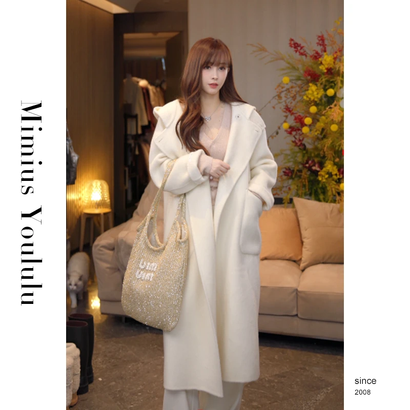 【mimius】游鹿鹿 高奢线重工手工连帽双面呢大衣(含腰带) F09163