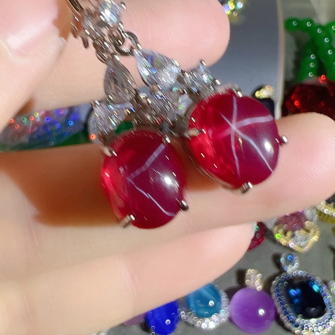 花岗石钨合金红色蓝色吊坠