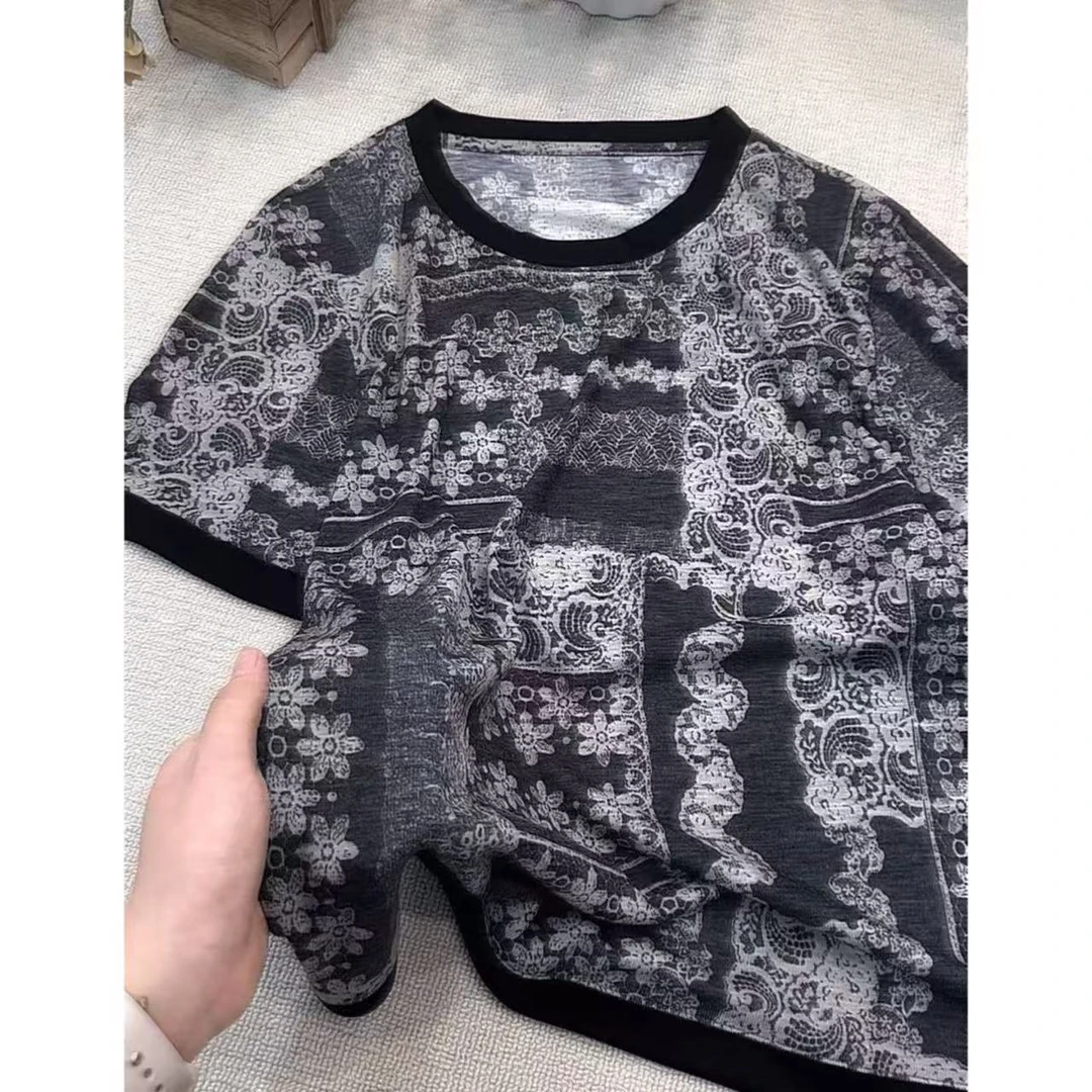 丽丽家~图腾时尚休闲印花圆领短袖上衣