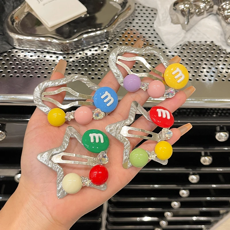 韩版M豆星星云朵发夹女2025新款前额刘海夹多巴胺碎发卡百搭发饰