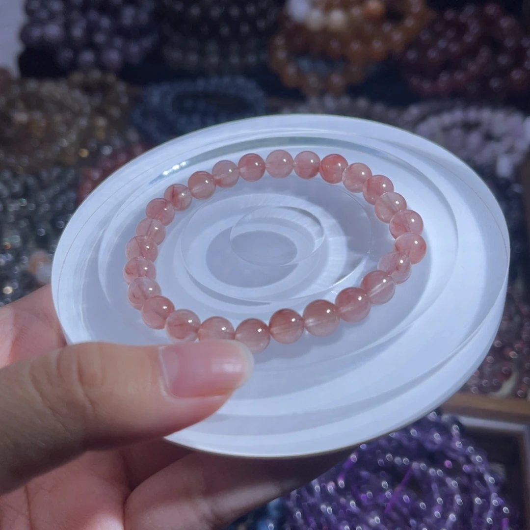 水晶手链未镶嵌粉兔毛