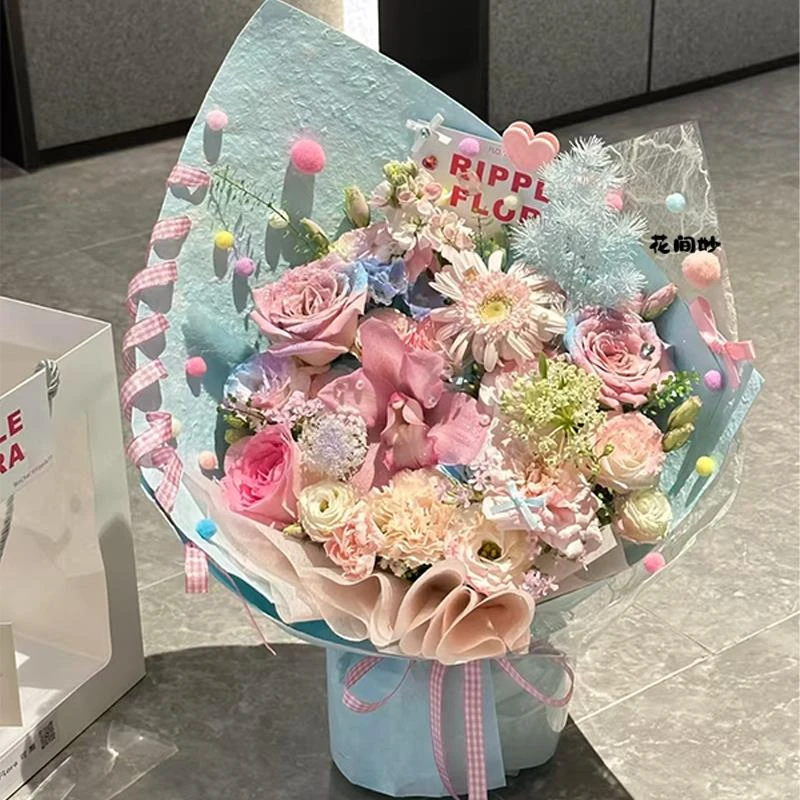 浪漫小众多巴胺混搭玫瑰花束成品仿真皂花生日七夕礼物送女友闺蜜