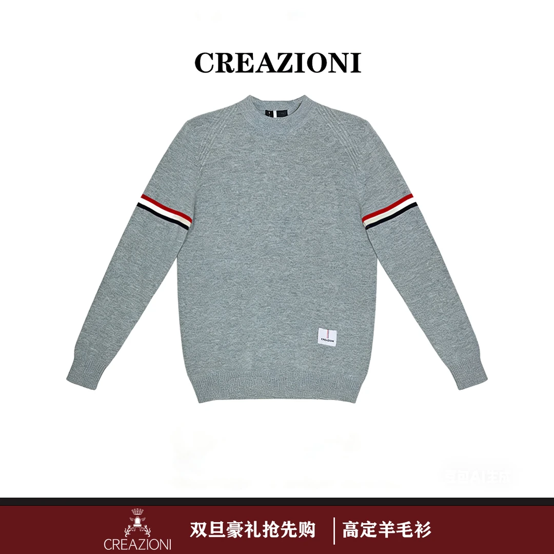 CREAZIONI【伦敦庄园】老钱风时尚羊绒羊毛套头针织衫百搭圆领