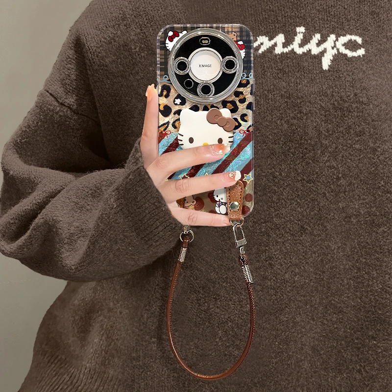 豹纹kt猫公仔适用华为mate80pro手机壳mate70air秋冬高级感mate60