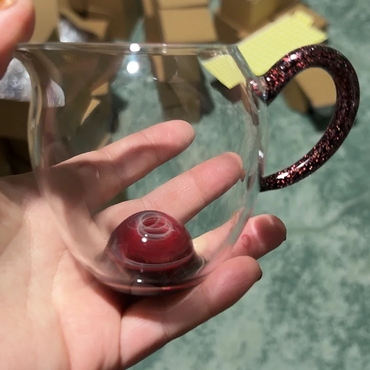 玻璃茶器小悠然红玫瑰金