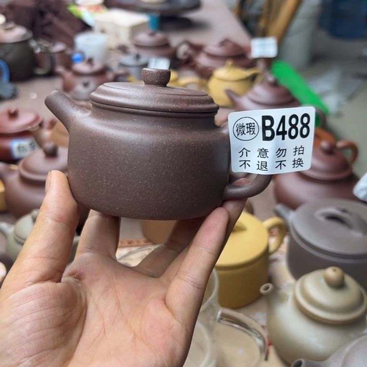 紫砂茶壶紫泥半手140