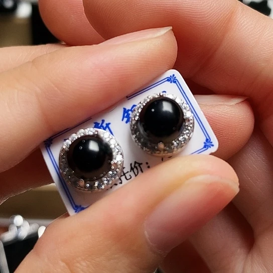 翡翠银S925镶嵌耳饰