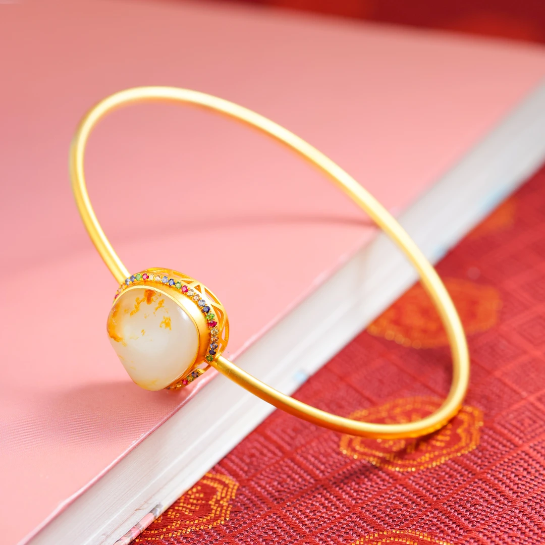 18K金和田玉手镯（多样性发其一）