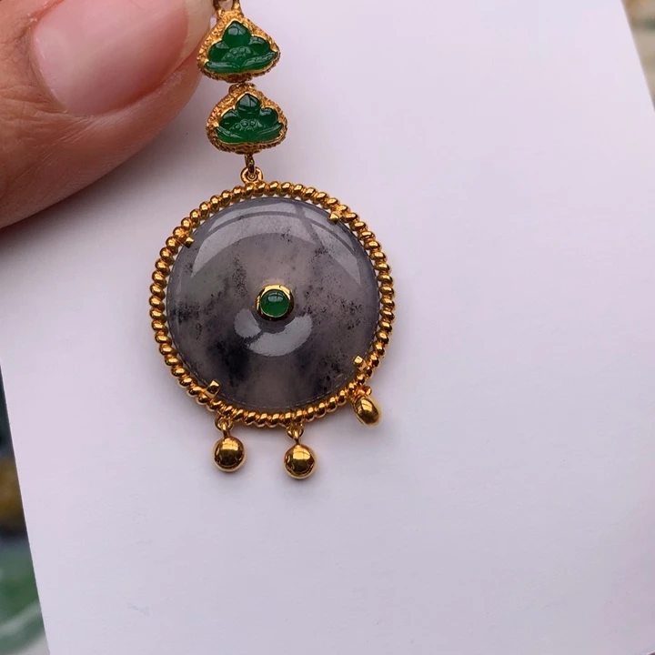 翡翠18K金镶嵌吊坠(不含链)翡翠吊坠