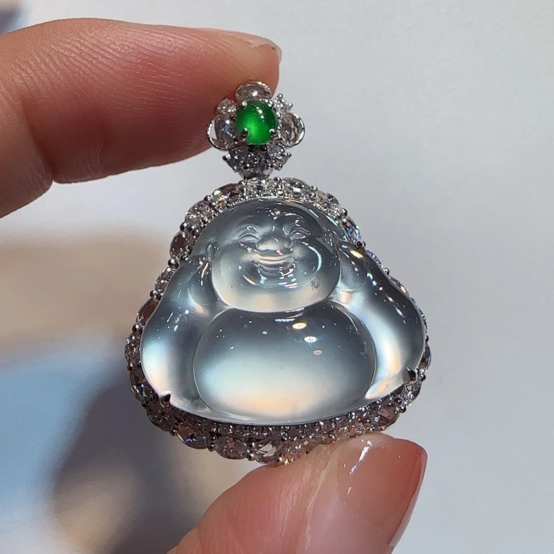 翡翠18K金镶嵌吊坠(不含链)佛公
