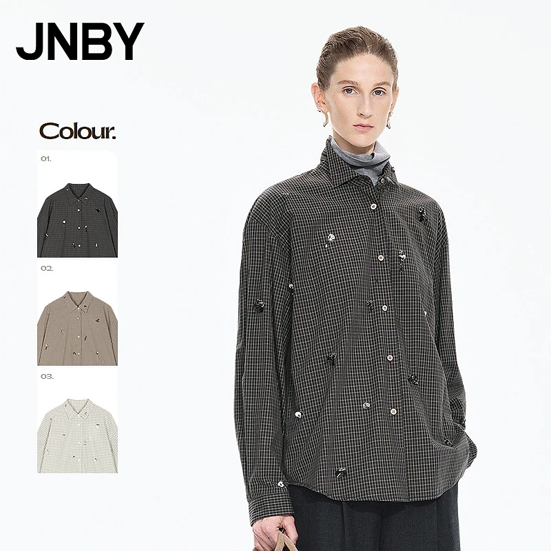 【商场同款】JNBY/江南布衣25秋新品衬衫宽松长袖衬衫领5P9213770